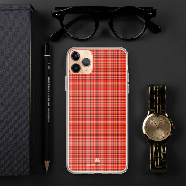 Red Plaid Print iPhone Case, Tartan Print Phone Case-Printed in USA/EU-Heidi Kimura Art LLC-iPhone 11 Pro Max-Heidi Kimura Art LLC