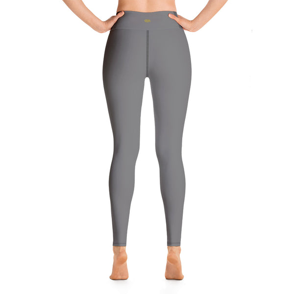 Women's Gray Solid Color Active Wear Fitted Leggings Sports Long Yoga & Barre Pants - Made in USA-Leggings-2XL-Heidi Kimura Art LLC