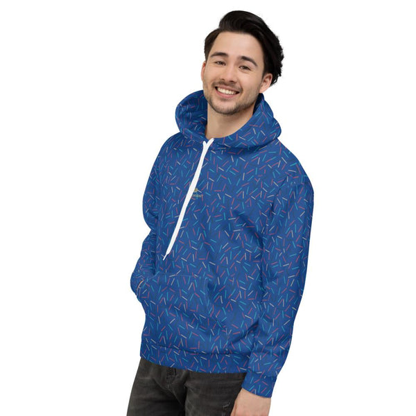 Navy Blue Birthday Sprinkle Print Men's Unisex Hoodie Sweatshirt Pullover - Made in EU-Men's Hoodie-Heidi Kimura Art LLC