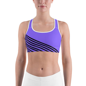Lavender Purple Diagonal Striped Print Sports Bra-Made in USA (Size: XS-2XL)-Sports Bras-XS-Heidi Kimura Art LLC