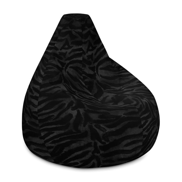 Luxury Black Tiger Striped Animal Print Water Resistant Polyester Bean Sofa Bag-Bean Bag-Heidi Kimura Art LLC