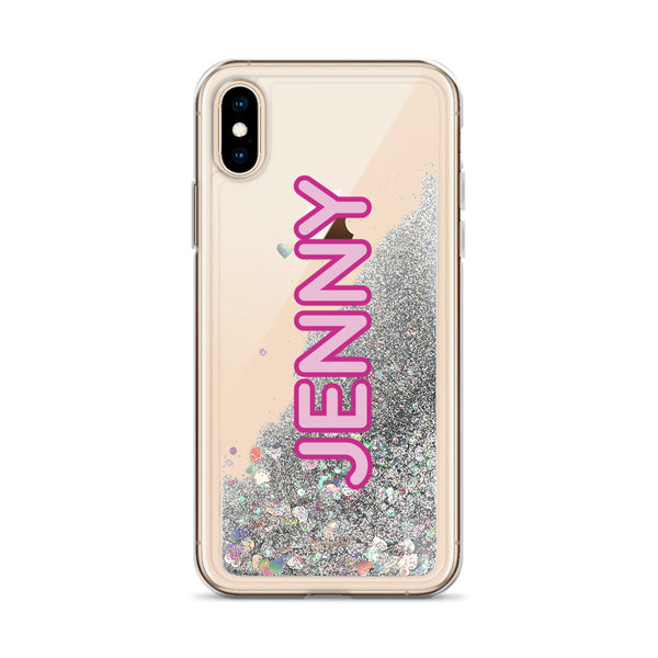 Custom Name Liquid Glitter Phone Case, Personalized Best iPhone Case-Heidi Kimura Art LLC-Silver-iPhone X/XS-Heidi Kimura Art LLC