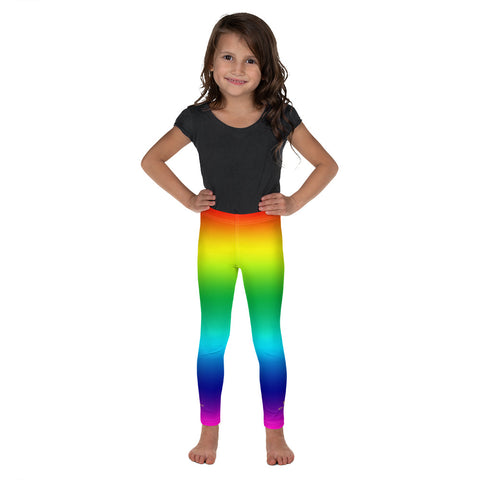 Bright Rainbow Stripe Designer Premium Kid's Leggings Fitness Pants- Made in USA/ EU-Kid's Leggings-2T-Heidi Kimura Art LLC
