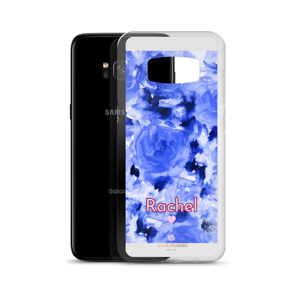 Personalized Blue Floral Samsung Case, Rose Flower Print Phone Case-Heidi Kimura Art LLC-Heidi Kimura Art LLC