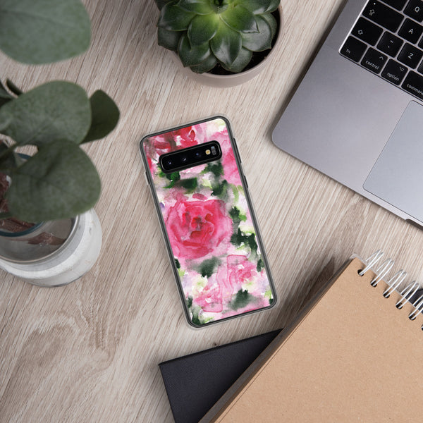 Pink Rose Floral Print Samsung Case, Flower BPA Free Phone Case-Printed in USA/EU-Heidi Kimura Art LLC-Heidi Kimura Art LLC