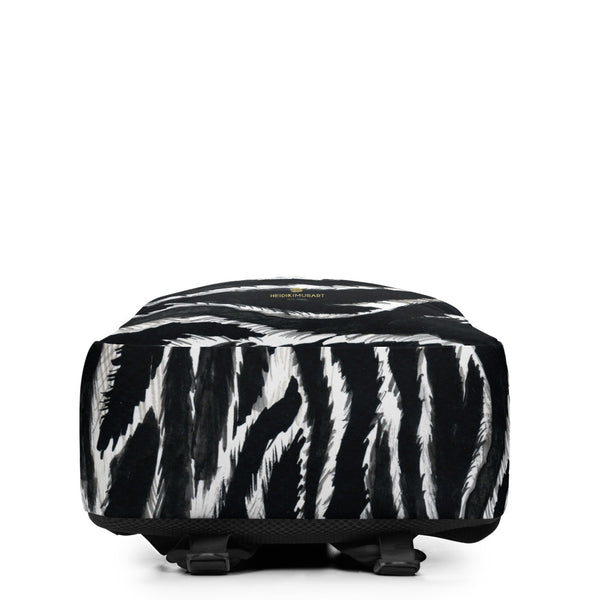 Designer Black White Zebra Animal Print Laptop Commuter's Minimalist Backpack- Made in EU-Minimalist Backpack-Heidi Kimura Art LLC
