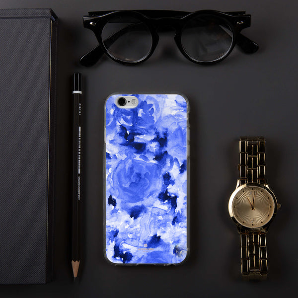 Blue Floral Print iPhone Case, Rose Flower Phone Case-Printed in USA/EU-Heidi Kimura Art LLC-iPhone 6/6s-Heidi Kimura Art LLC