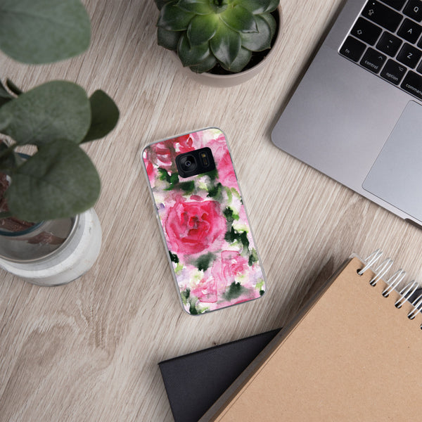 Pink Rose Floral Print Samsung Case, Flower BPA Free Phone Case-Printed in USA/EU-Heidi Kimura Art LLC-Heidi Kimura Art LLC