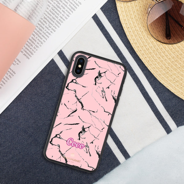 Custom Name Eco-Friendly iPhone Case, Pink Name Biodegradable Phone Case-Heidi Kimura Art LLC-iPhone X/XS-Heidi Kimura Art LLC