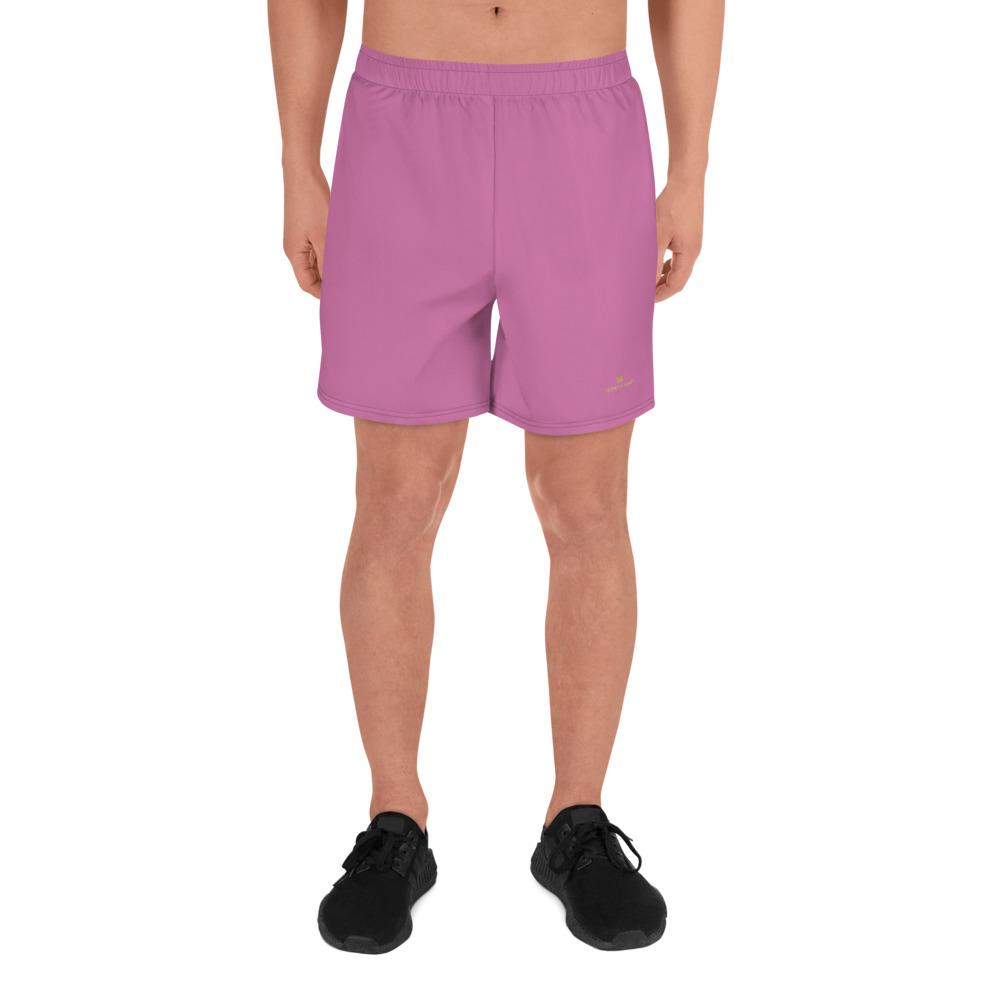 Light Pink Solid Color Print Premium Men's Athletic Long Shorts- Made in Europe-Men's Long Shorts-XS-Heidi Kimura Art LLC