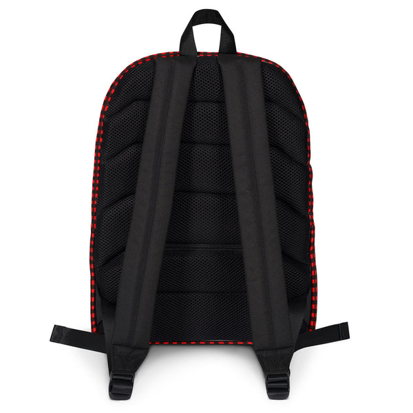 Buffalo Red Plaid Print School, Work or Travel Laptop Designer Backpack- Made in USA/EU-Backpack-Heidi Kimura Art LLC