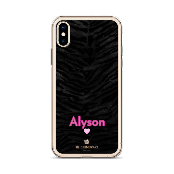 Personalized Tiger Stripe iPhone Case, Black Animal Print Phone Case-Heidi Kimura Art LLC-Heidi Kimura Art LLC