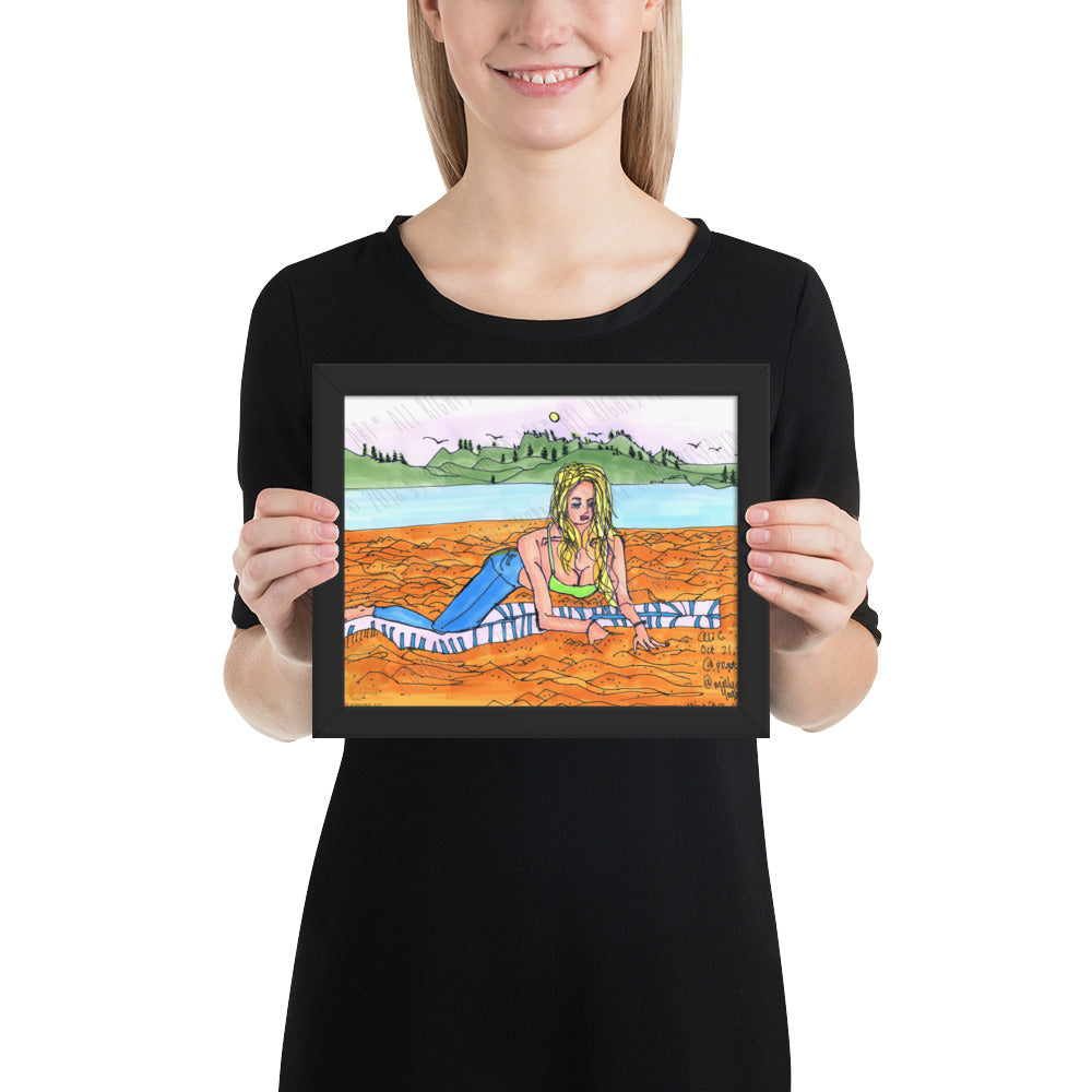 Frog Pose on the Beach Yoga Framed Matte Paper Poster Art Print - Made in USA-Art Print-8×10-Heidi Kimura Art LLC
