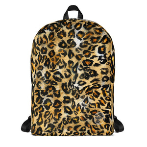 Leopard Animal Print Designer Medium Size (Fits 15" Laptop) Backpack - Made in USA/EU-Backpack-Heidi Kimura Art LLC