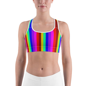 Colorful Gay Friendly Rainbow Vertically Striped Women's Sports Bra -Made in USA-Sports Bras-XS-Heidi Kimura Art LLC