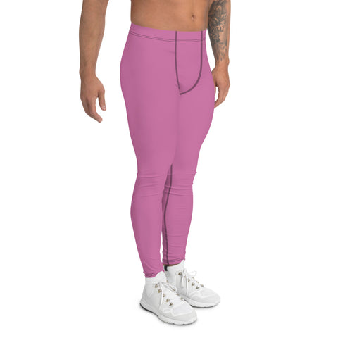 Baby Pink Men's Leggings, Solid Color Modern Meggings Compression Tights-Heidi Kimura Art LLC-Heidi Kimura Art LLC Baby Pink Men's Leggings, Solid Color Modern Meggings, Men's Leggings Tights Pants - Made in USA/EU (US Size: XS-3XL) Sexy Meggings Men's Workout Gym Tights Leggings