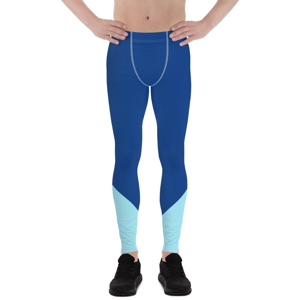 Blue Shade Duo Colors Premium Men's Leggings Meggings Tights- Made in USA/ EU-Men's Leggings-XS-Heidi Kimura Art LLC Blue Men's Leggings, Blue Shade Duo Colors Print Sexy Meggings Men's Workout Gym Tights Leggings, Men's Performance Leggings, Compression Tights Pants - Made in USA/ EU (US Size: XS-3XL) Men's Compression Pants, Men's Workout Pants, Mens Fitness Compression Pants Sports Running Tights, Best Compression Pants 