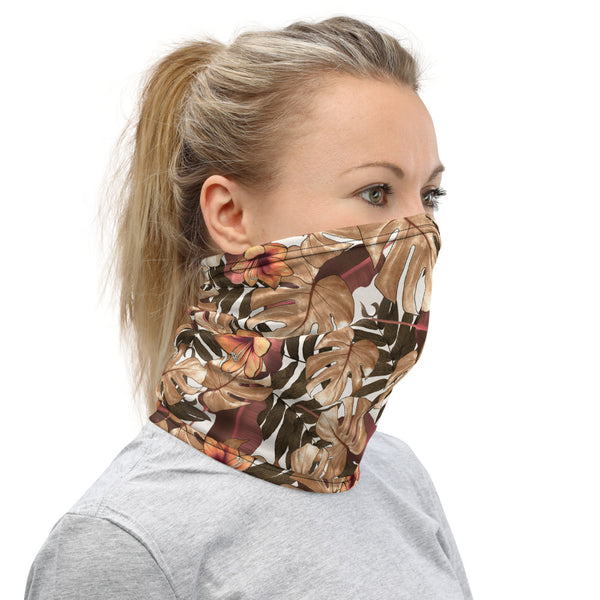 Fall Tropical Print Neck Gaiter, Unisex Bandana, Face Covering Shield Mask-Made in USA/EU-Heidi Kimura Art LLC-Heidi Kimura Art LLCFall Tropical Print Neck Gaiter, Palm Leaf Print Face Mask Shield, Luxury Premium Quality Cool And Cute One-Size Reusable Washable Scarf Headband Bandana - Made in USA/EU, Face Neck Warmers, Non-Medical Breathable Face Covers, Neck Gaiters  
