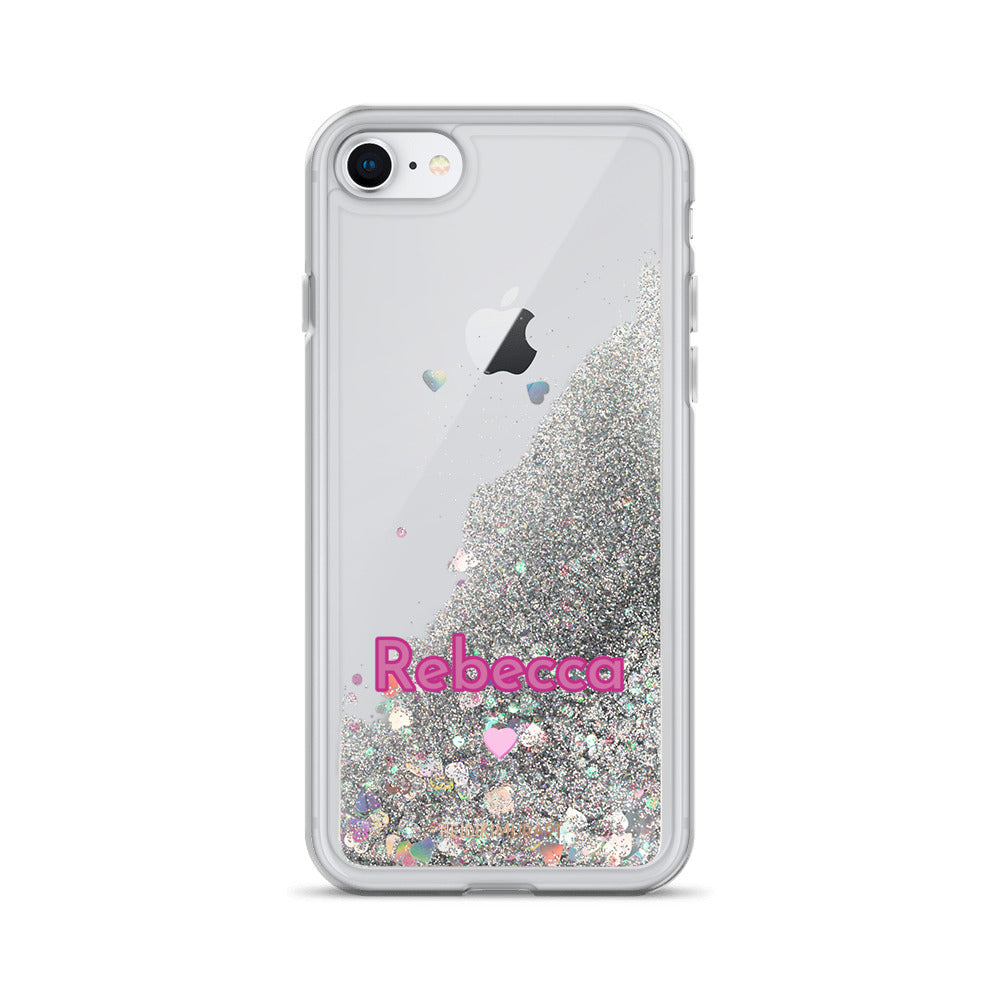 Custom Name Sparkle iPhone Case, Liquid Glitter Phone Case-Heidi Kimura Art LLC-Silver-iPhone 7/8-Heidi Kimura Art LLC