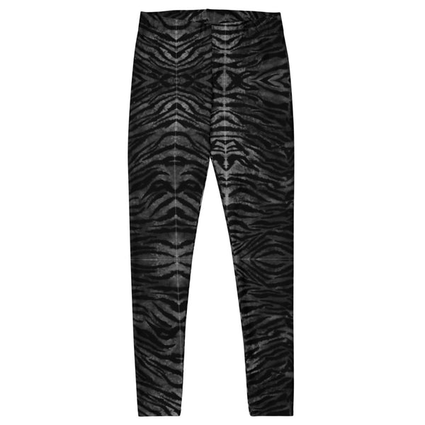 Black Tiger Striped Causal Leggings, Animal Print Women's Tights - Made in USA/EU-Heidikimurart Limited -Heidi Kimura Art LLC