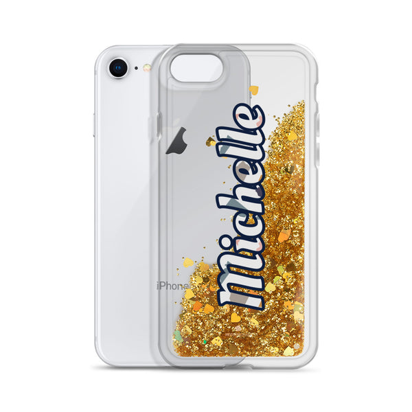 Personalized Liquid Glitter Phone Case, Custom Name Designer iPhone Case-Heidi Kimura Art LLC-Gold-iPhone 7/8-Heidi Kimura Art LLC