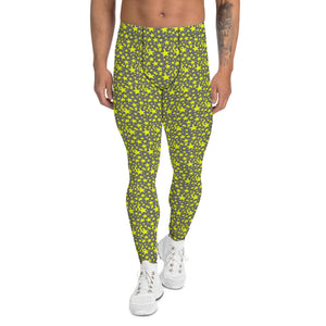 Grey Yellow Starry Meggings, Designer Men's Leggings-Heidi Kimura Art LLC-XS-Heidi Kimura Art LLC Grey Yellow Starry Meggings, Designer Fun Designer Star Print Modern Meggings, Men's Leggings Tights Pants - Made in USA/EU (US Size: XS-3XL) Sexy Meggings Men's Workout Gym Tights Leggings