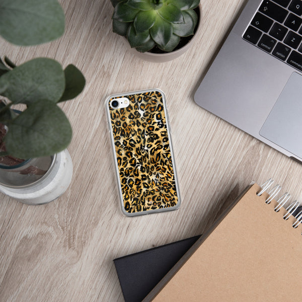 Brown Leopard Animal Print Stylish Tough BPA-Free Sleek iPhone Case- Made in USA-Phone Case-Heidi Kimura Art LLC