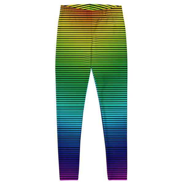 Rainbow Striped Women's Casual Leggings, Designer Fancy Colorful Tights-Heidikimurart Limited -Heidi Kimura Art LLC