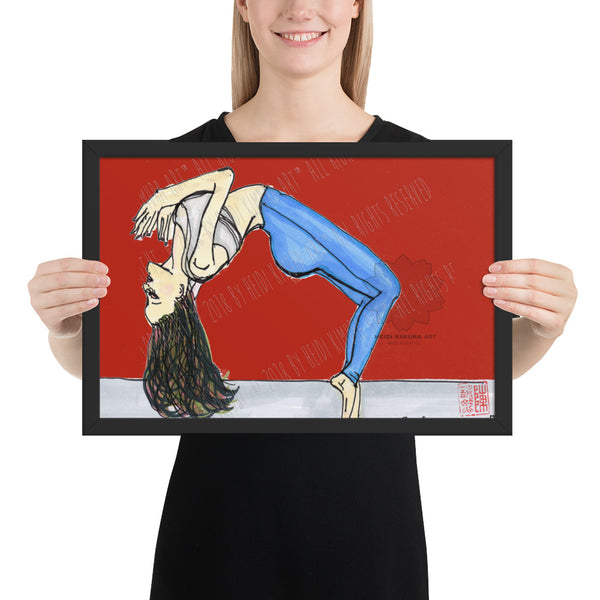 Backbend Brunette Yogini Yoga Pose Art Framed Matte Paper Poster - Made in USA-Art Print-12×18-Heidi Kimura Art LLC