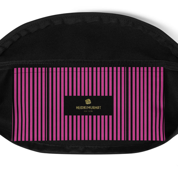 Hot Pink Tropical Leave Print Designer Fanny Pack Over The Shoulder Bag- Made in USA-Fanny Pack-Heidi Kimura Art LLC