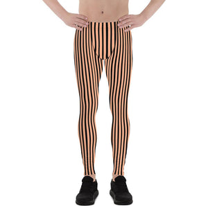 Pink Nude Black Stripe Meggings, Premium Designer Men's Circus Leggings-Made in USA/EU-Men's Leggings-XS-Heidi Kimura Art LLC