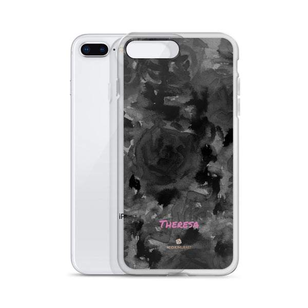 Personalized Black Floral iPhone Case, Abstract Watercolor Phone Case- Printed in USA/EU-Heidi Kimura Art LLC-Heidi Kimura Art LLC