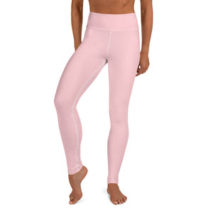 Light Pink Women's Yoga Pants, Ballet Pink Pastel Soft Solid Color Tights-  Made in USA/ EU