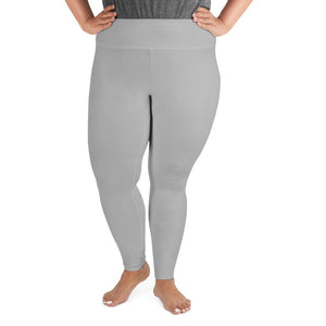 Medium Gray Solid Color Print Women's Plus Size Best Quality Leggings- Made in USA/EU-Women's Plus Size Leggings-2XL-Heidi Kimura Art LLC