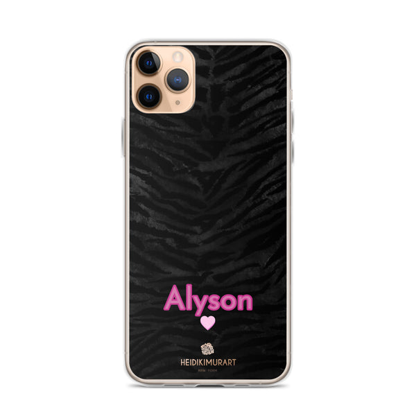 Personalized Tiger Stripe iPhone Case, Black Animal Print Phone Case-Heidi Kimura Art LLC-iPhone 11 Pro Max-Heidi Kimura Art LLC