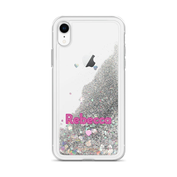 Custom Name Sparkle iPhone Case, Liquid Glitter Phone Case-Heidi Kimura Art LLC-Silver-iPhone XR-Heidi Kimura Art LLC