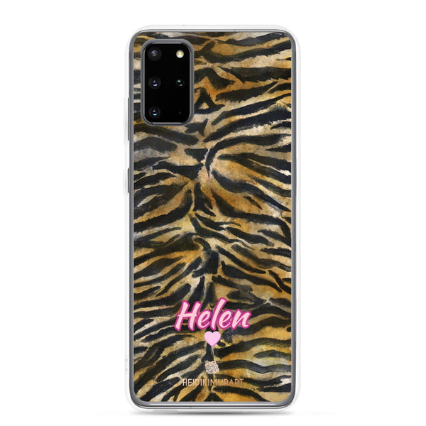 Custom Name Tiger Stripe Samsung Case, Animal Print Phone Case-Heidi Kimura Art LLC-Samsung Galaxy S20 Plus-Heidi Kimura Art LLC