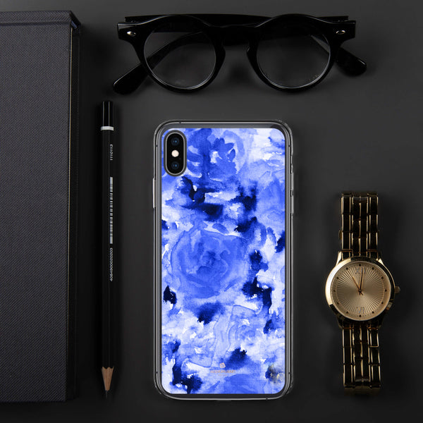 Blue Floral Print iPhone Case, Rose Flower Phone Case-Printed in USA/EU-Heidi Kimura Art LLC-iPhone XS Max-Heidi Kimura Art LLC