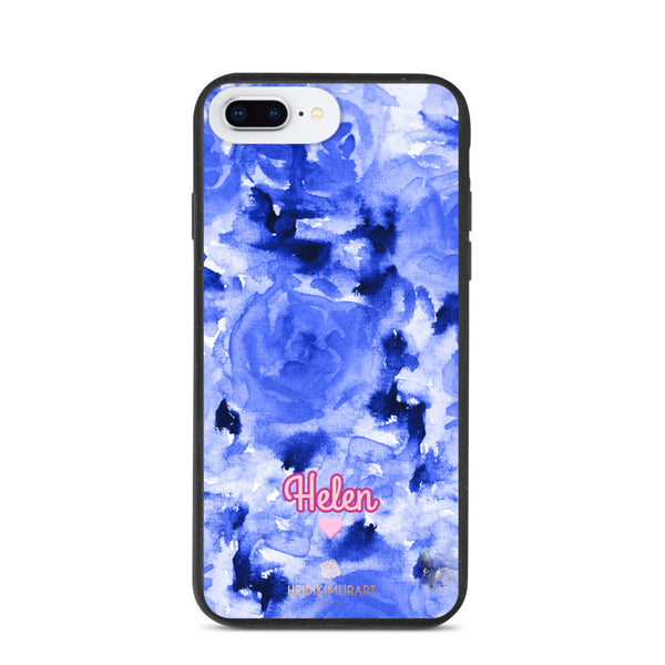 Blue Floral Eco-Friendly Phone Case, Rose Flower Print Biodegradable Phone Case-Heidi Kimura Art LLC-iPhone 7 Plus/8 Plus-Heidi Kimura Art LLC