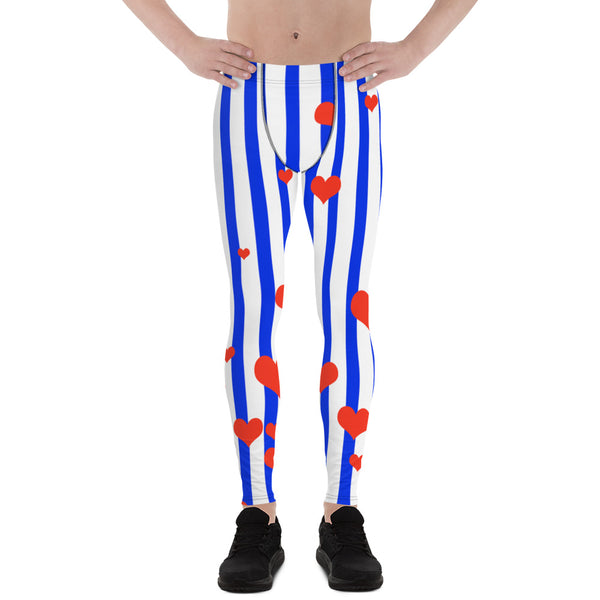 Patriotic American Flag Striped Men's Meggings Activewear Leggings- Made in USA/EU-Men's Leggings-XS-Heidi Kimura Art LLC