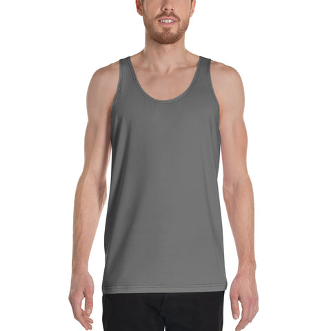Dark Gray Solid Color Print Premium Unisex Gay Friendly Tank Top - Made in USA-Men's Tank Top-XS-Heidi Kimura Art LLC Gray Unisex Tank Top, Dark Gray Solid Color Print Stylish Premium Quality Gay Friendly Men's or Women's Unisex Tank Top - Made in USA/ Europe (US Size: XS-2XL)