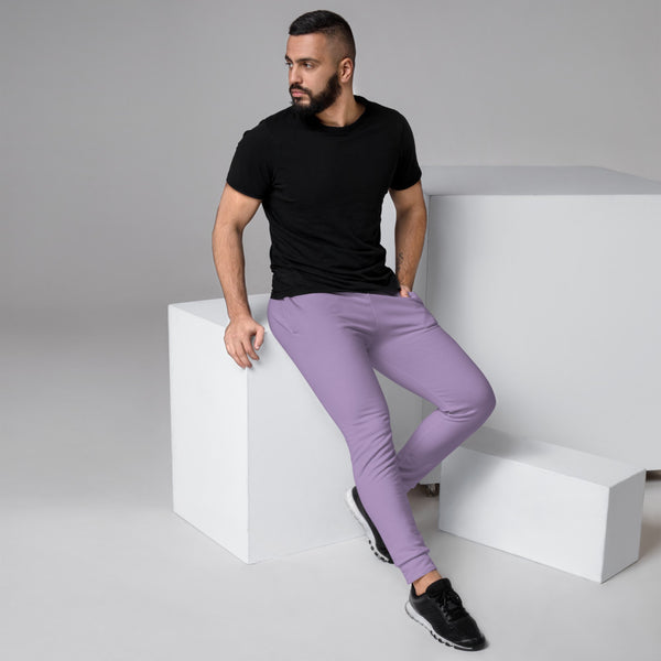 Light Purple Men's Joggers, Designer Solid Pastel Purple Color Sweatpants For Men, Modern Slim-Fit Designer Ultra Soft & Comfortable Men's Joggers, Men's Jogger Pants-Made in EU/MX (US Size: XS-3XL)