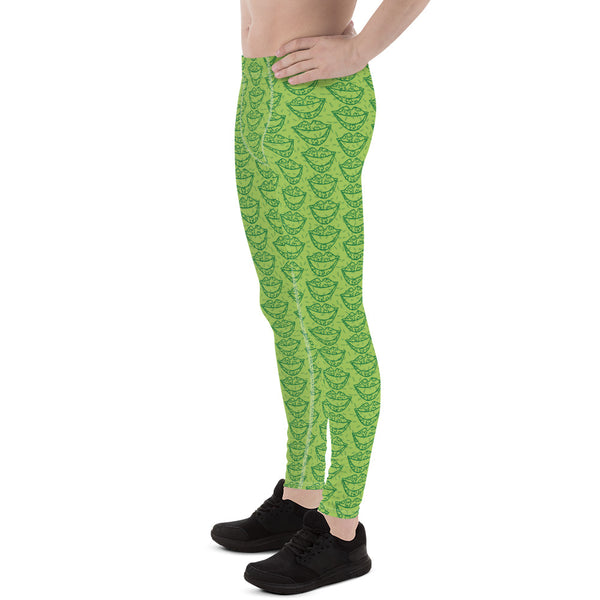 Green St. Patrick's Day Smile Lips Print Men's Leggings Meggings Tights- Made in USA/EU-Men's Leggings-Heidi Kimura Art LLC