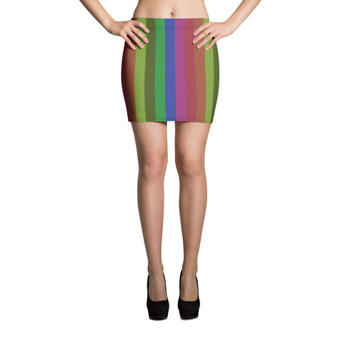 Vintage Style Rainbow Stripe Women's Festival Mini Skirt -Made in USA (US Size: XS-XL)-Mini Skirt-XS-Heidi Kimura Art LLC