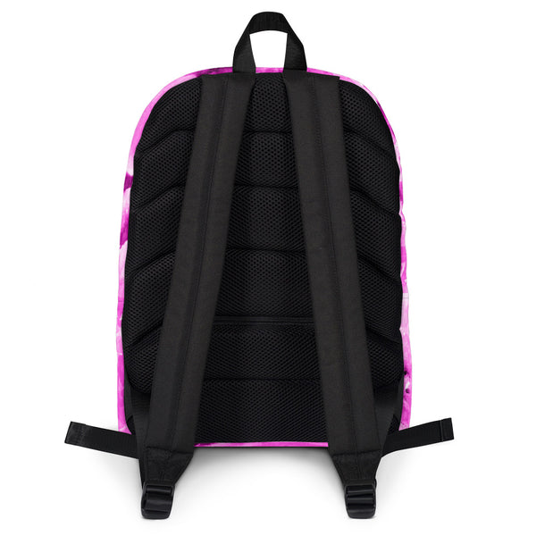 Pink Rose Watercolor Floral Print Medium Size (Fits 15" Laptop) Backpack - Made in USA/EU-Backpack-Heidi Kimura Art LLC