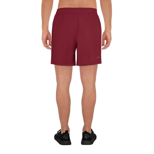 Crimson Red Solid Color Slim Fit Premium Men's Athletic Long Shorts - Made in Europe-Men's Long Shorts-Heidi Kimura Art LLC