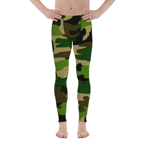 Camouflage Military Green Army Print Men's Yoga Pants Running Leggings Meggings-Men's Leggings-XS-Heidi Kimura Art LLC