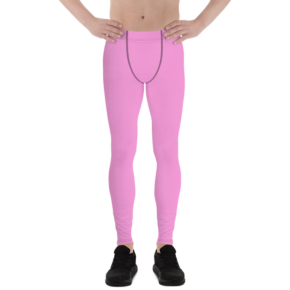 Soft Light Pink Ballet Men's Running Leggings & Run Tights Meggings- Made in USA/EU-Men's Leggings-XS-Heidi Kimura Art LLC