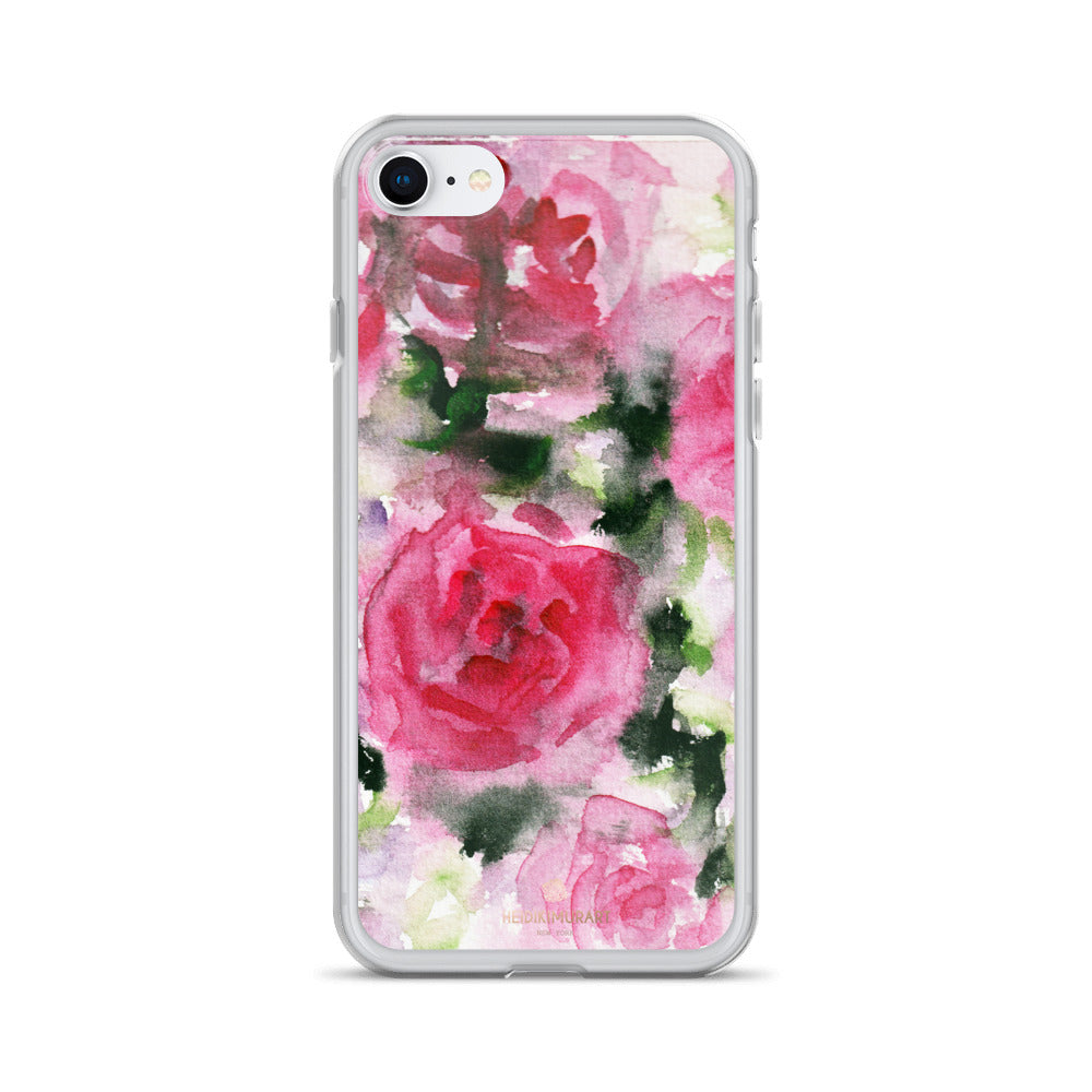 Pink Rose Floral Watercolor, iPhone X | XS | XR | XS Max | 8 | 8+ | 7| 7+ |6/6S | 6+/6S+ Case- Made in USA-Phone Case-iPhone 7/8-Heidi Kimura Art LLC