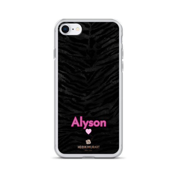 Personalized Tiger Stripe iPhone Case, Black Animal Print Phone Case-Heidi Kimura Art LLC-iPhone SE-Heidi Kimura Art LLC